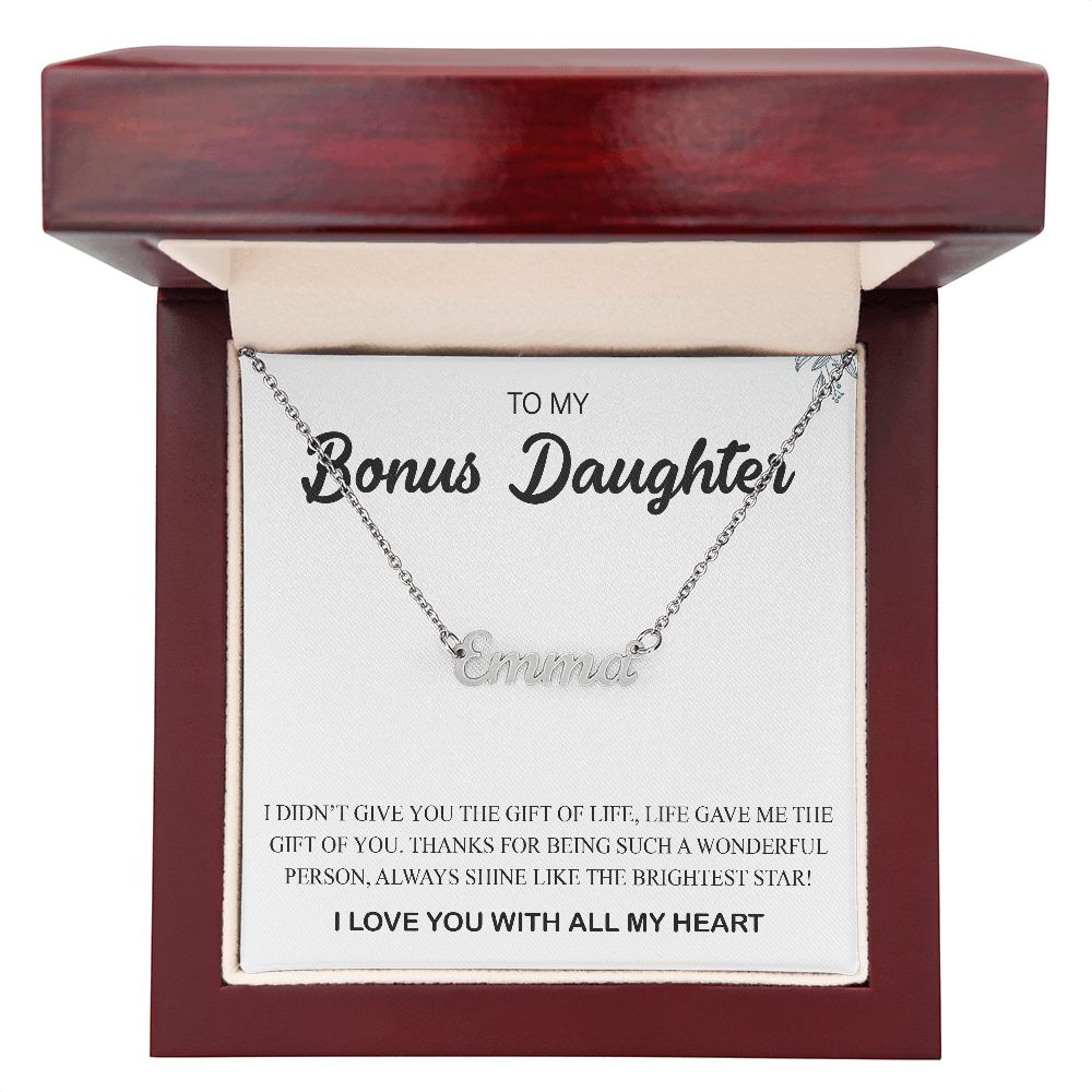 To My Bonus Daughter |The Brightest Star | Name Necklace