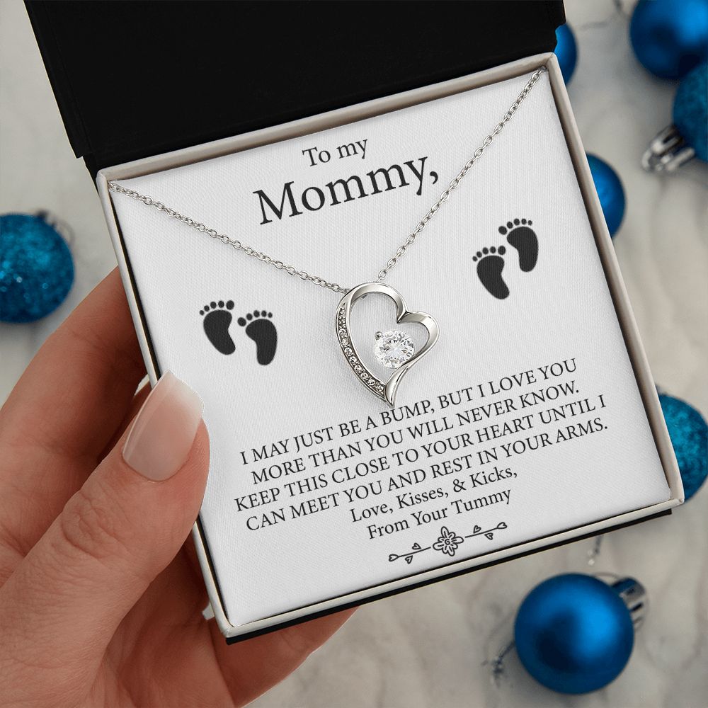 To My Mommy - Baby Feet Heart Pendant Necklace Gift Set