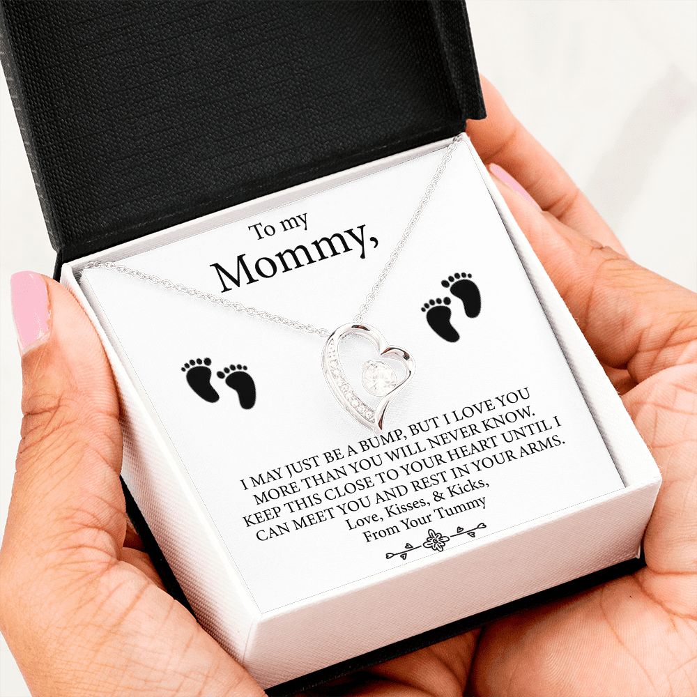 To My Mommy - Baby Feet Heart Pendant Necklace Gift Set