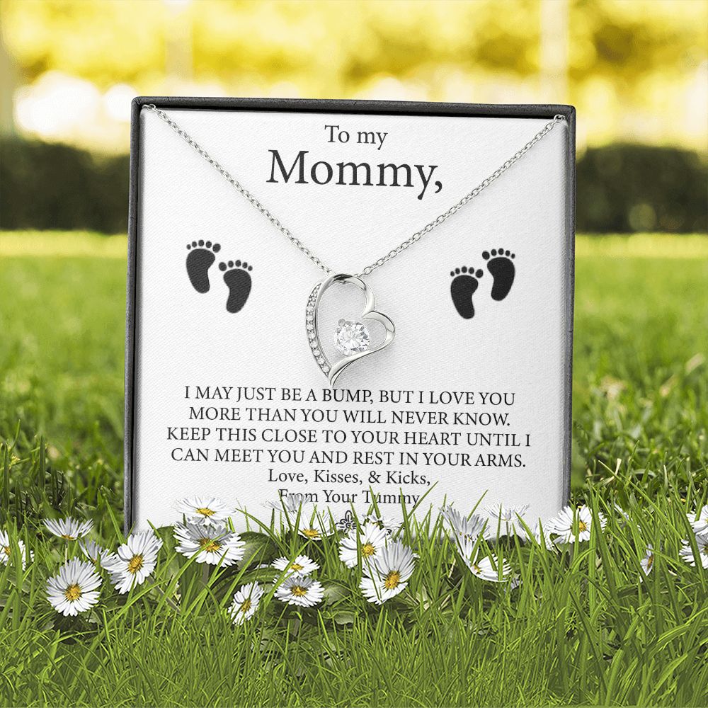 To My Mommy - Baby Feet Heart Pendant Necklace Gift Set