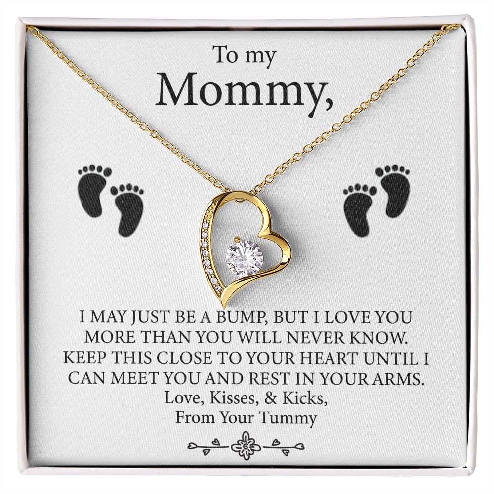 To My Mommy - Baby Feet Heart Pendant Necklace Gift Set