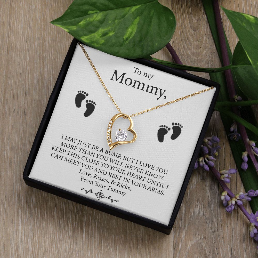 To My Mommy - Baby Feet Heart Pendant Necklace Gift Set