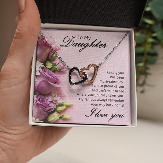 To My Daughter - My Greatest Joy - Interlocking Heart Necklace