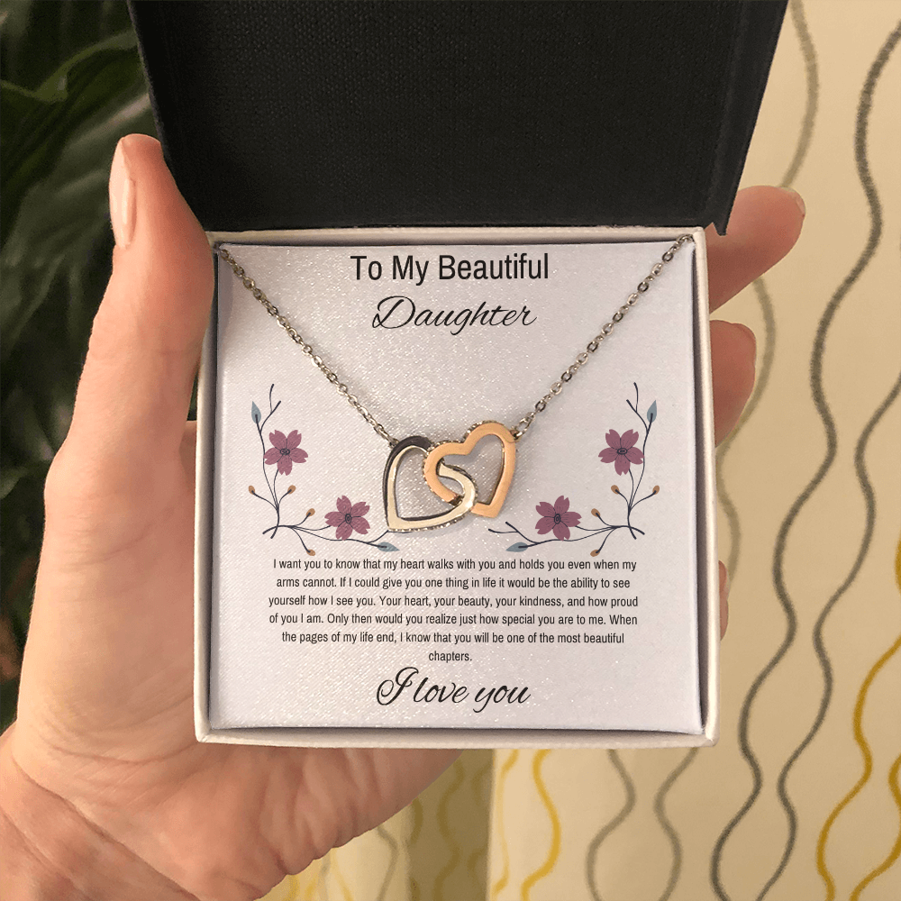 To My Daughter, Beautiful Chapters- Two Hearts Necklace