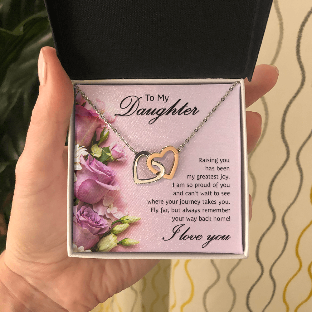 To My Daughter - My Greatest Joy - Interlocking Heart Necklace