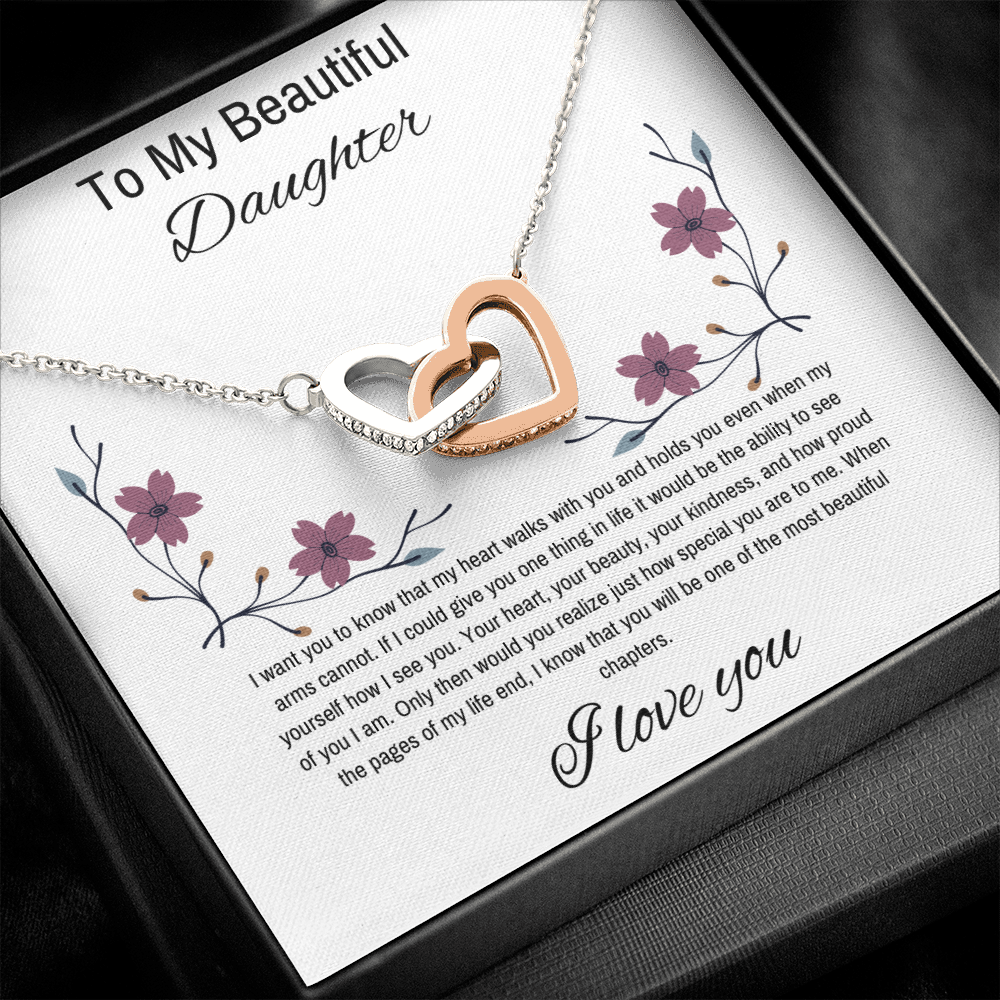 To My Daughter, Beautiful Chapters- Two Hearts Necklace