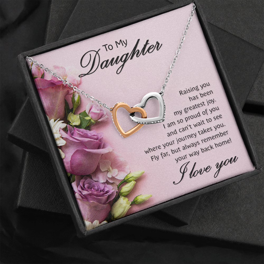 To My Daughter - My Greatest Joy - Interlocking Heart Necklace