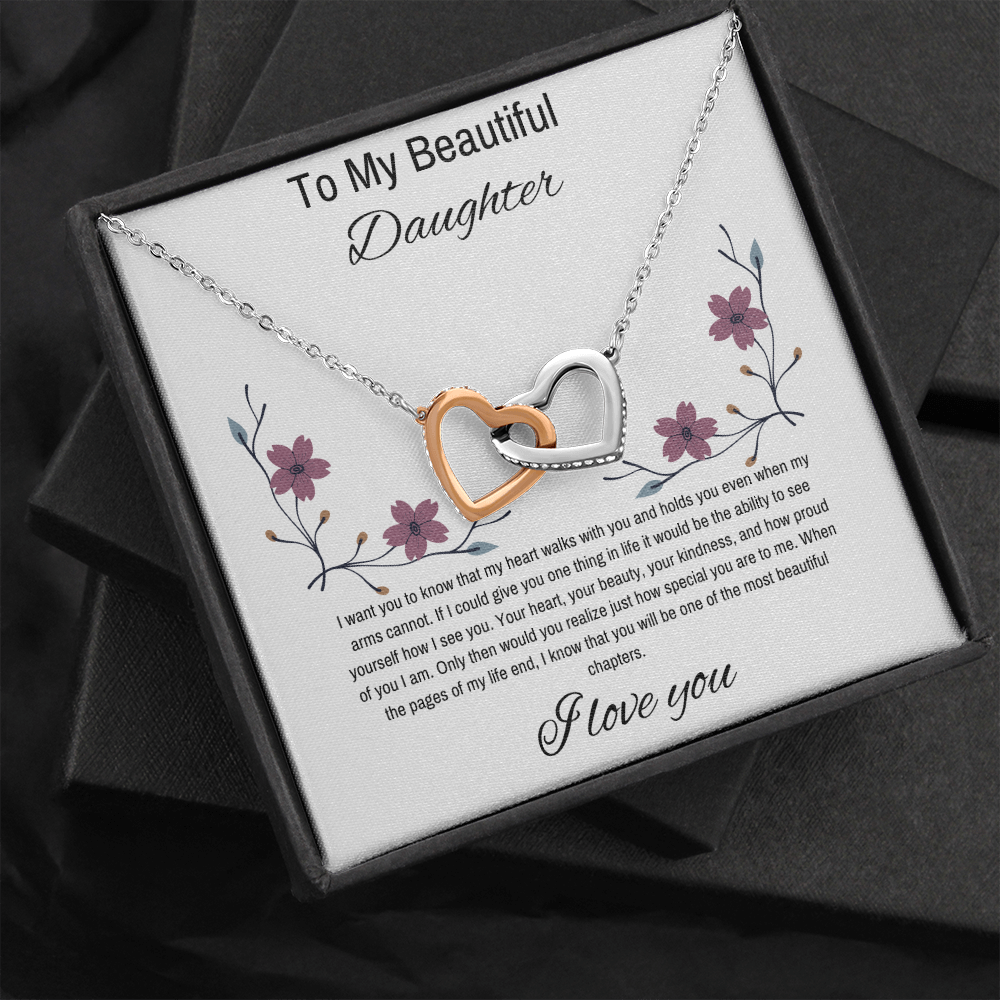 To My Daughter, Beautiful Chapters- Two Hearts Necklace