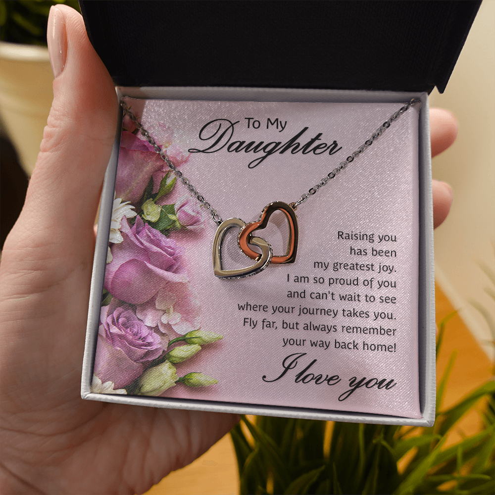 To My Daughter - My Greatest Joy - Interlocking Heart Necklace