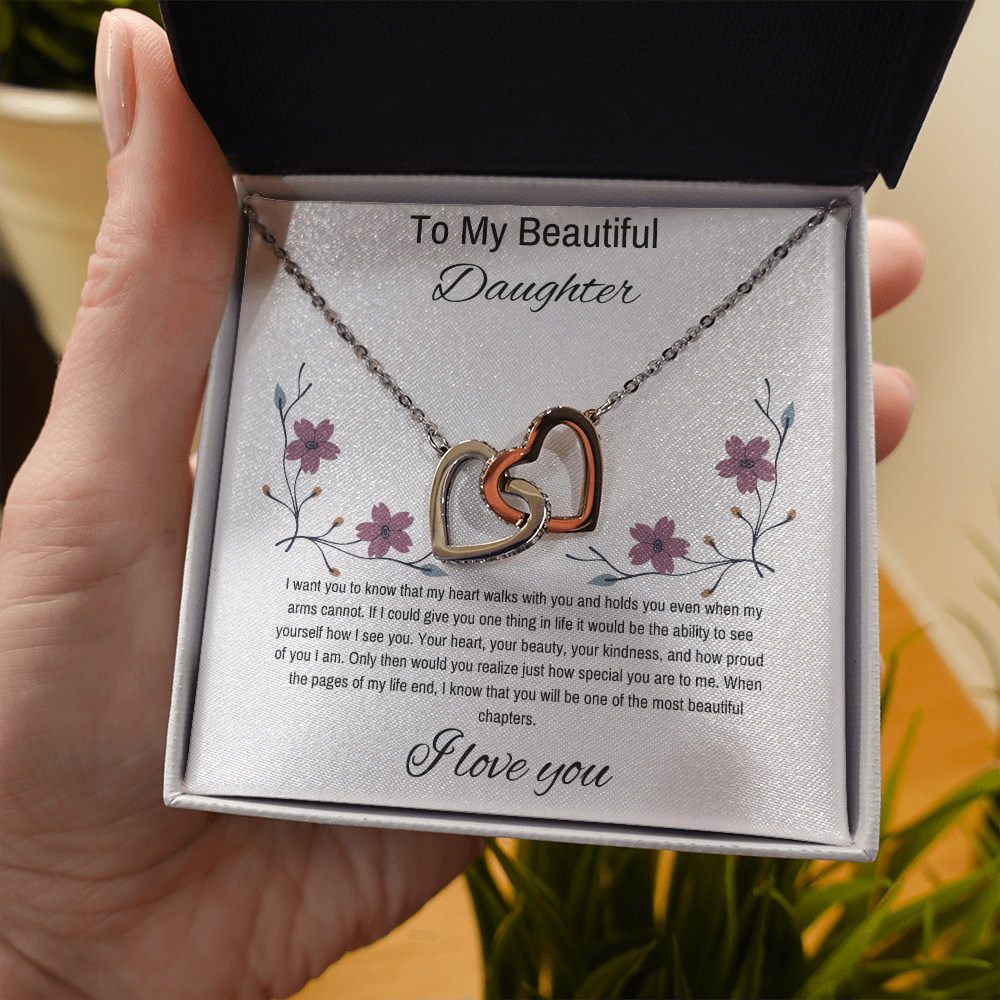 To My Daughter, Beautiful Chapters- Two Hearts Necklace