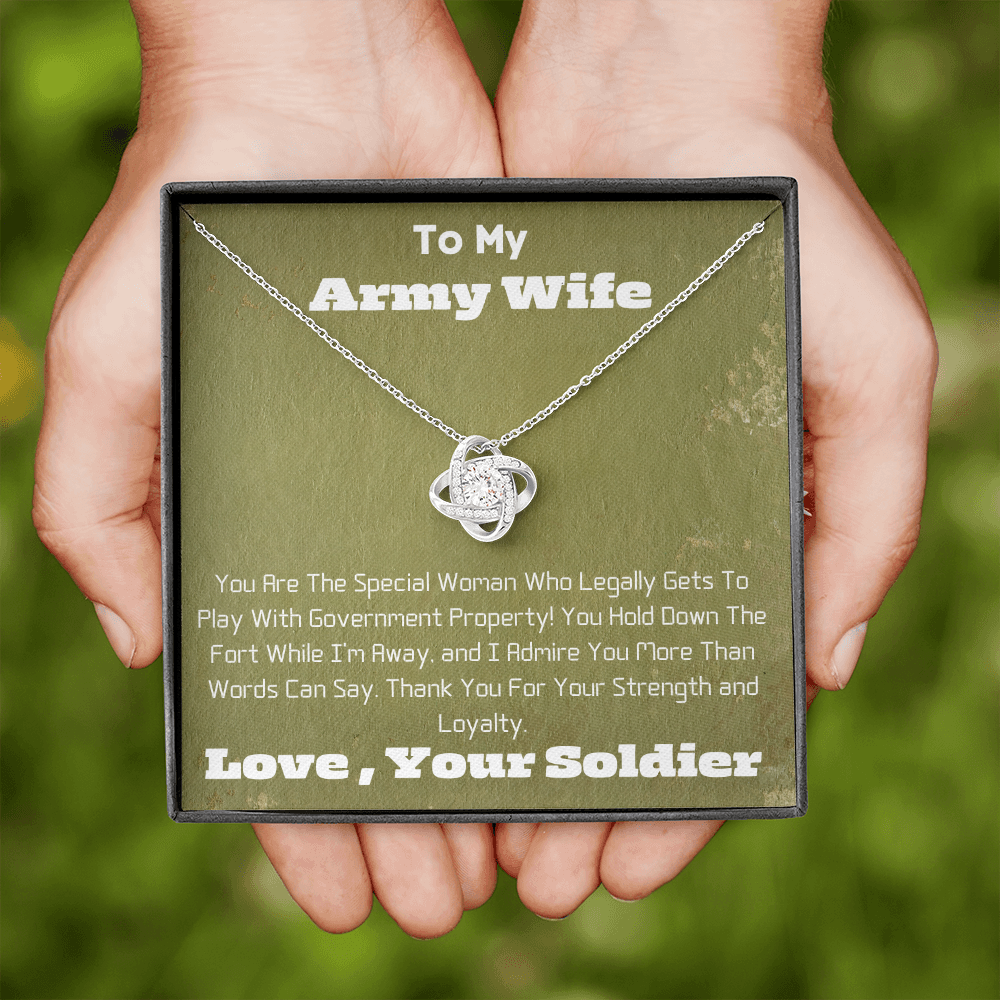 Army Wife  -  Government Property -  Love Knot Necklace