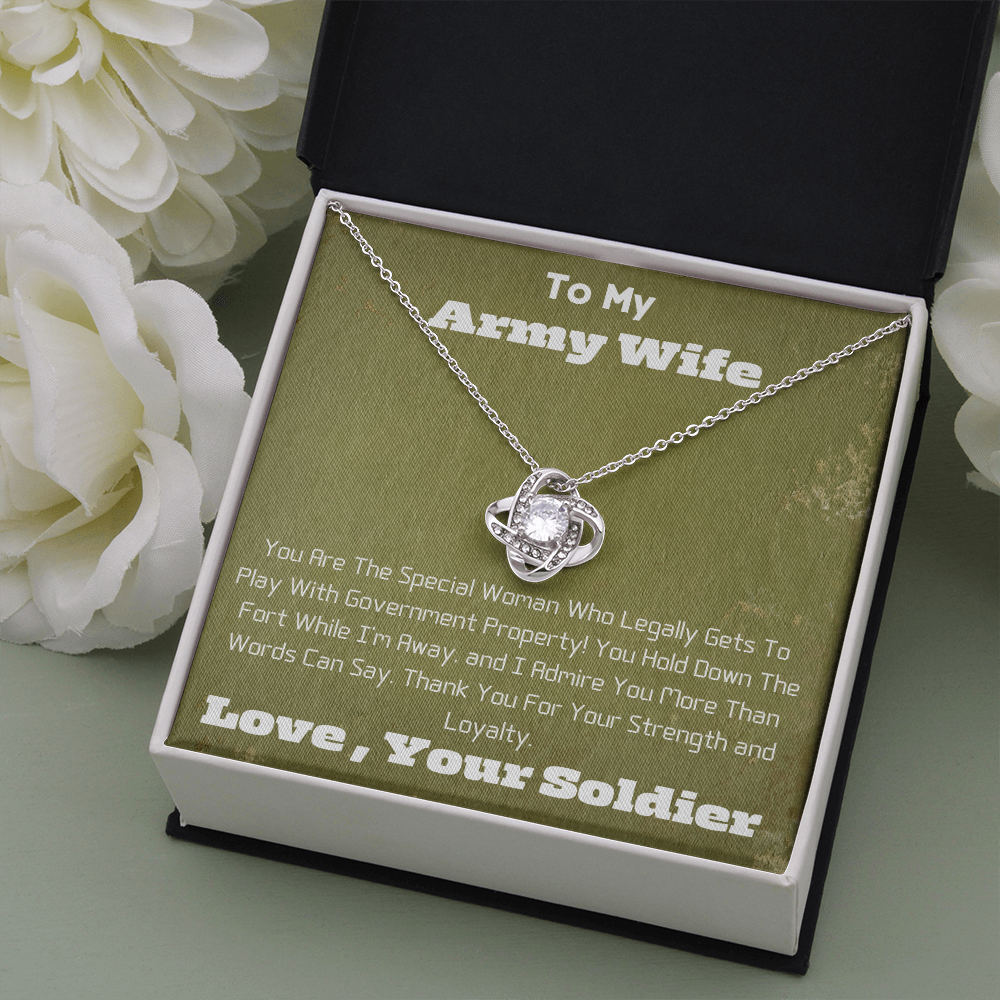Army Wife  -  Government Property -  Love Knot Necklace