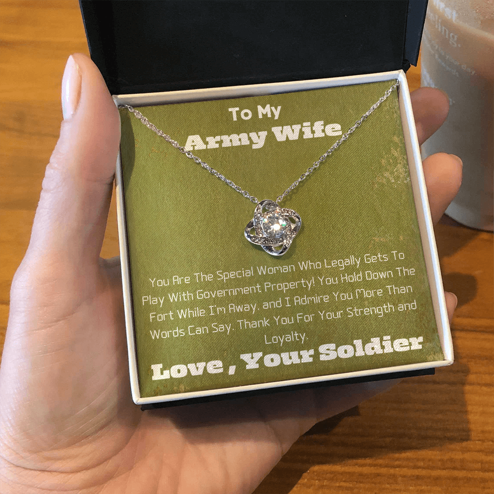 Army Wife  -  Government Property -  Love Knot Necklace