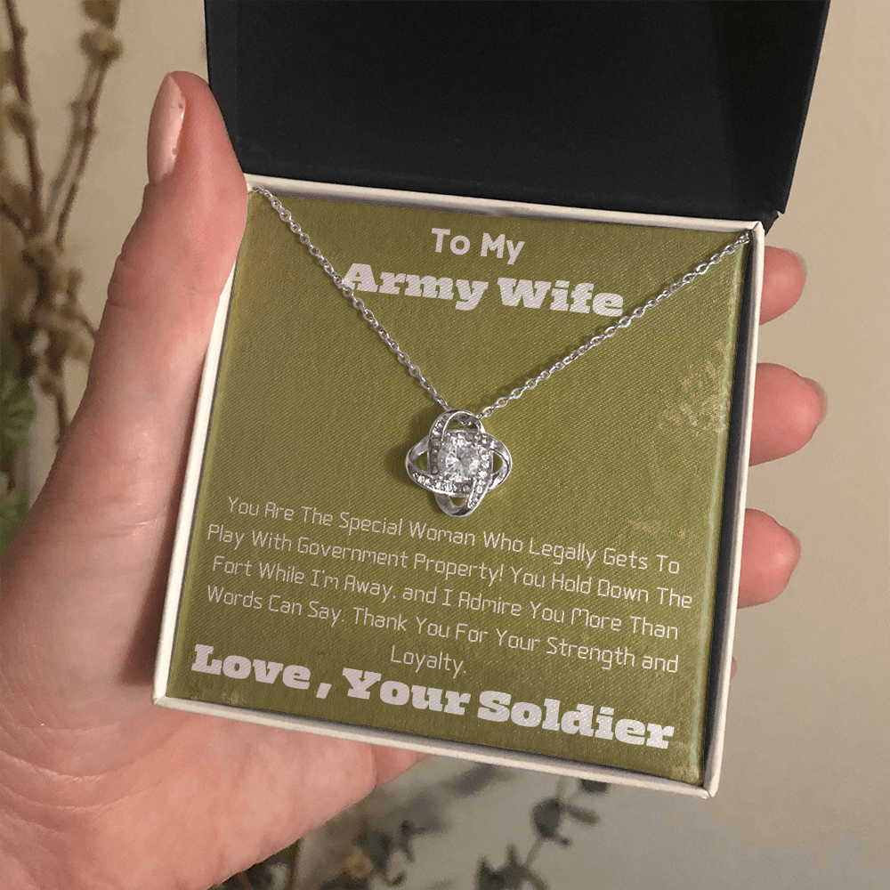 Army Wife  -  Government Property -  Love Knot Necklace