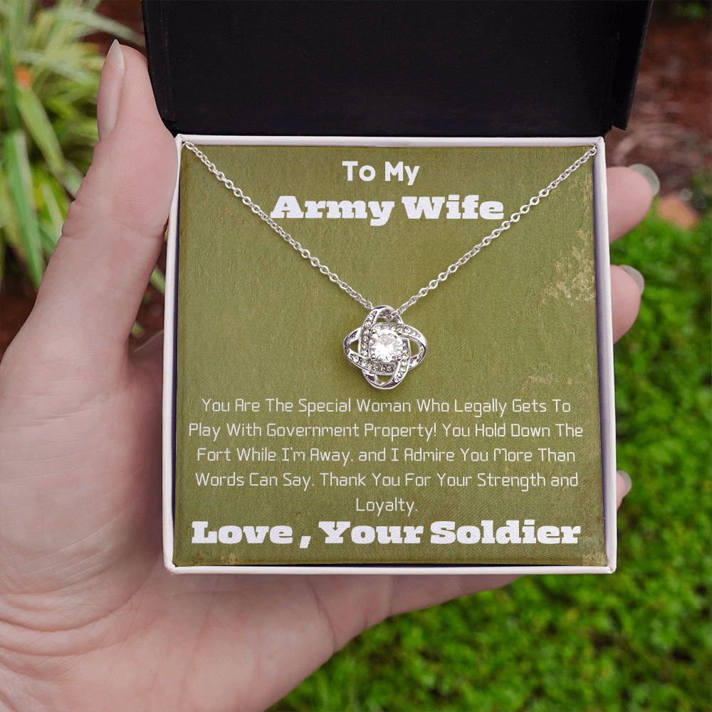Army Wife  -  Government Property -  Love Knot Necklace