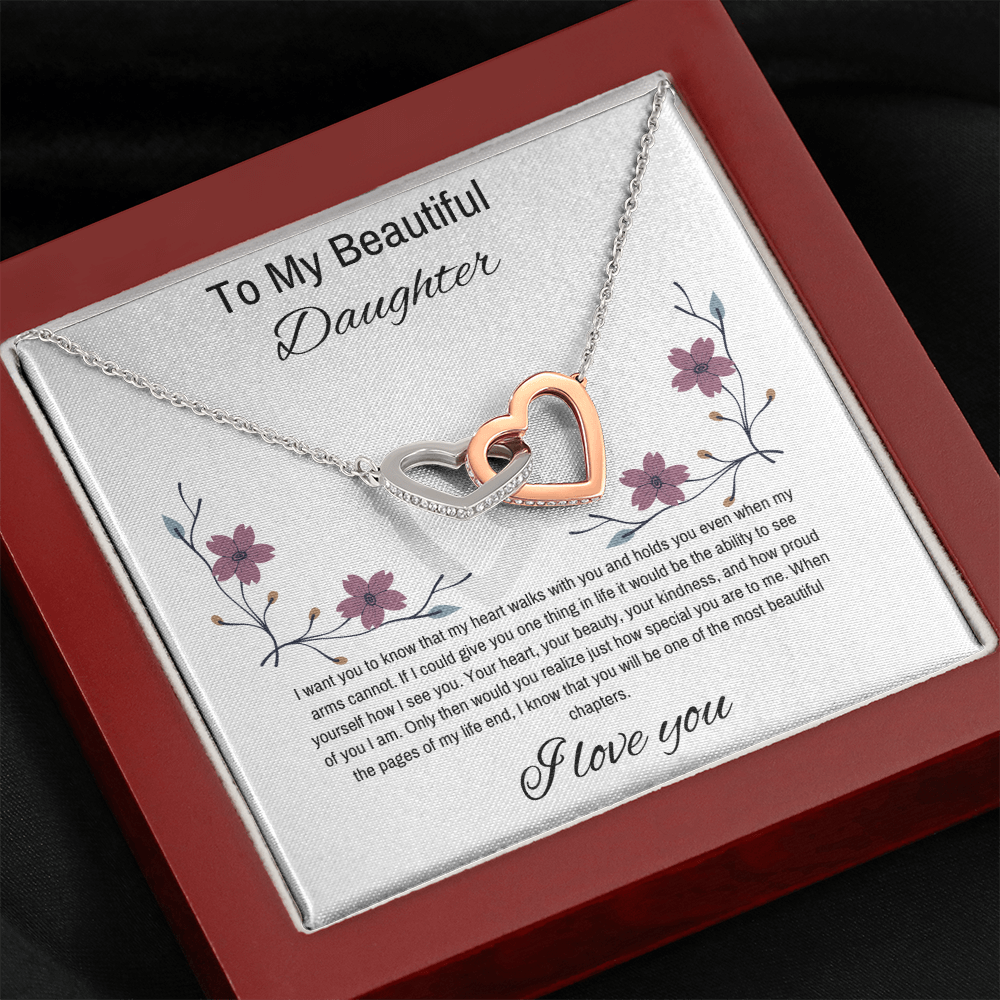 To My Daughter, Beautiful Chapters- Two Hearts Necklace