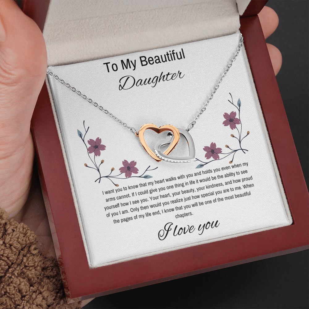 To My Daughter, Beautiful Chapters- Two Hearts Necklace