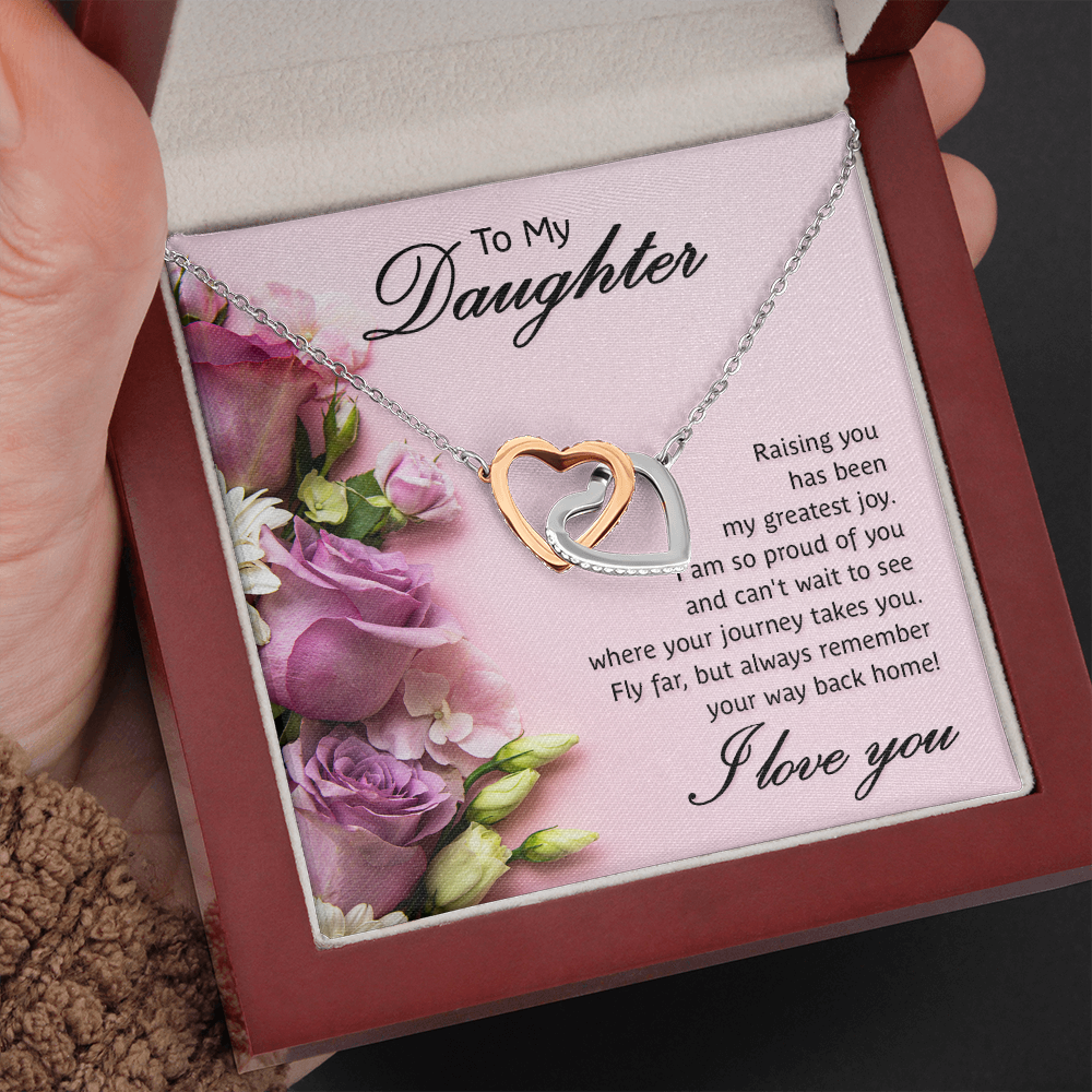 To My Daughter - My Greatest Joy - Interlocking Heart Necklace