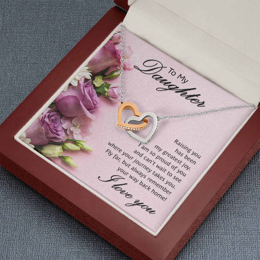 To My Daughter - My Greatest Joy - Interlocking Heart Necklace
