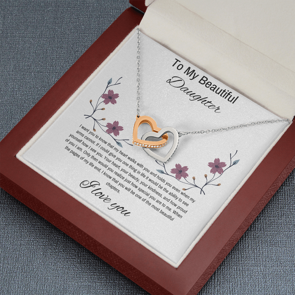 To My Daughter, Beautiful Chapters- Two Hearts Necklace