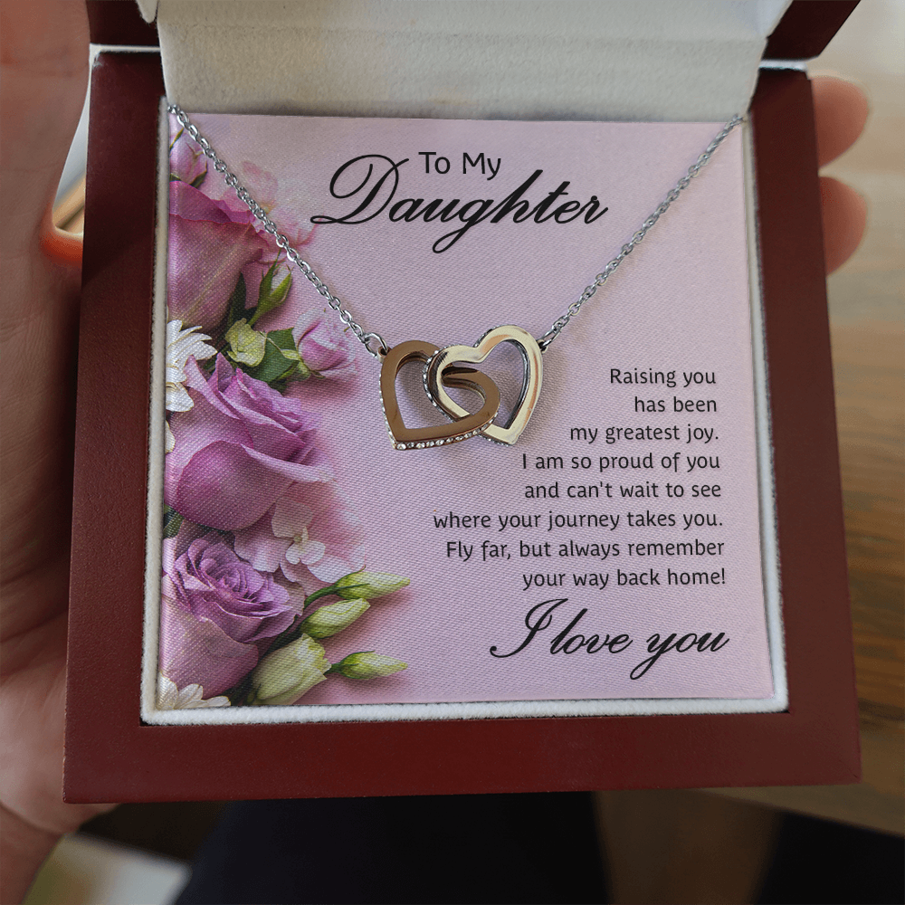 To My Daughter - My Greatest Joy - Interlocking Heart Necklace