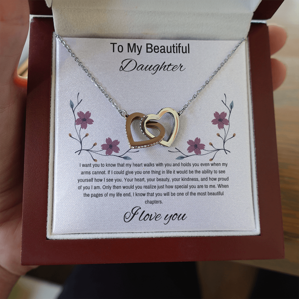To My Daughter, Beautiful Chapters- Two Hearts Necklace