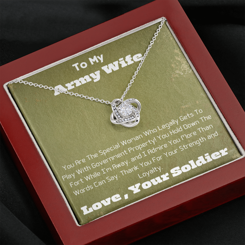 Army Wife  -  Government Property -  Love Knot Necklace