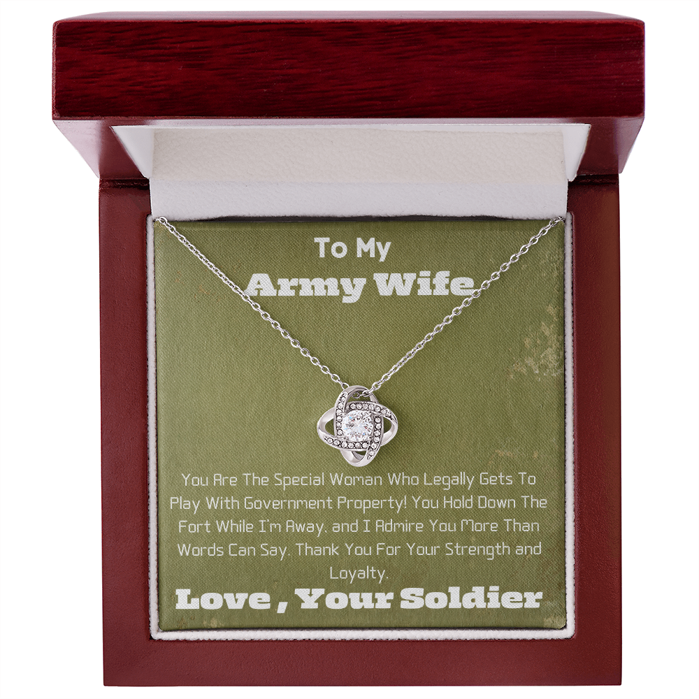 Army Wife  -  Government Property -  Love Knot Necklace