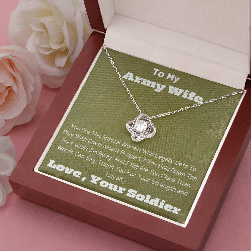 Army Wife  -  Government Property -  Love Knot Necklace