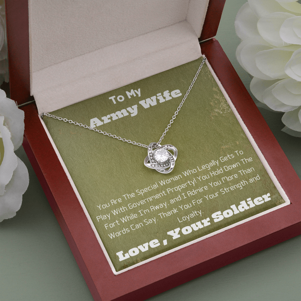 Army Wife  -  Government Property -  Love Knot Necklace